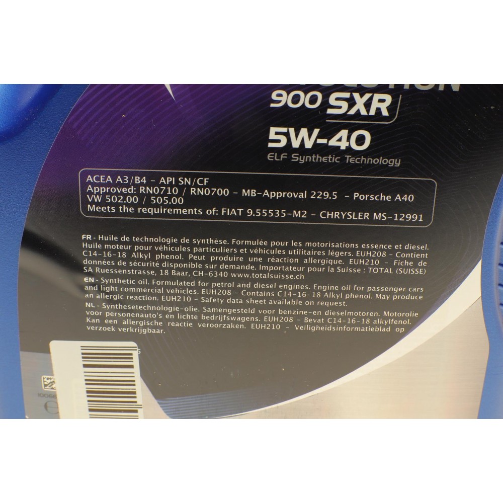 Олива 5W40 Evolution 900 SXR (5L) (ACEA A3/B4/API SN/CF/RN 0700/RN 0710) (194877) заміна на 213913