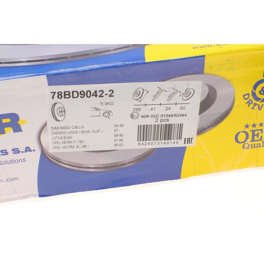 Диск гальмівний (передній) Opel Astra F/Kadett/Vectra 84-/Daewoo Lanos 97- (256x24)(з покр.)(вент.)