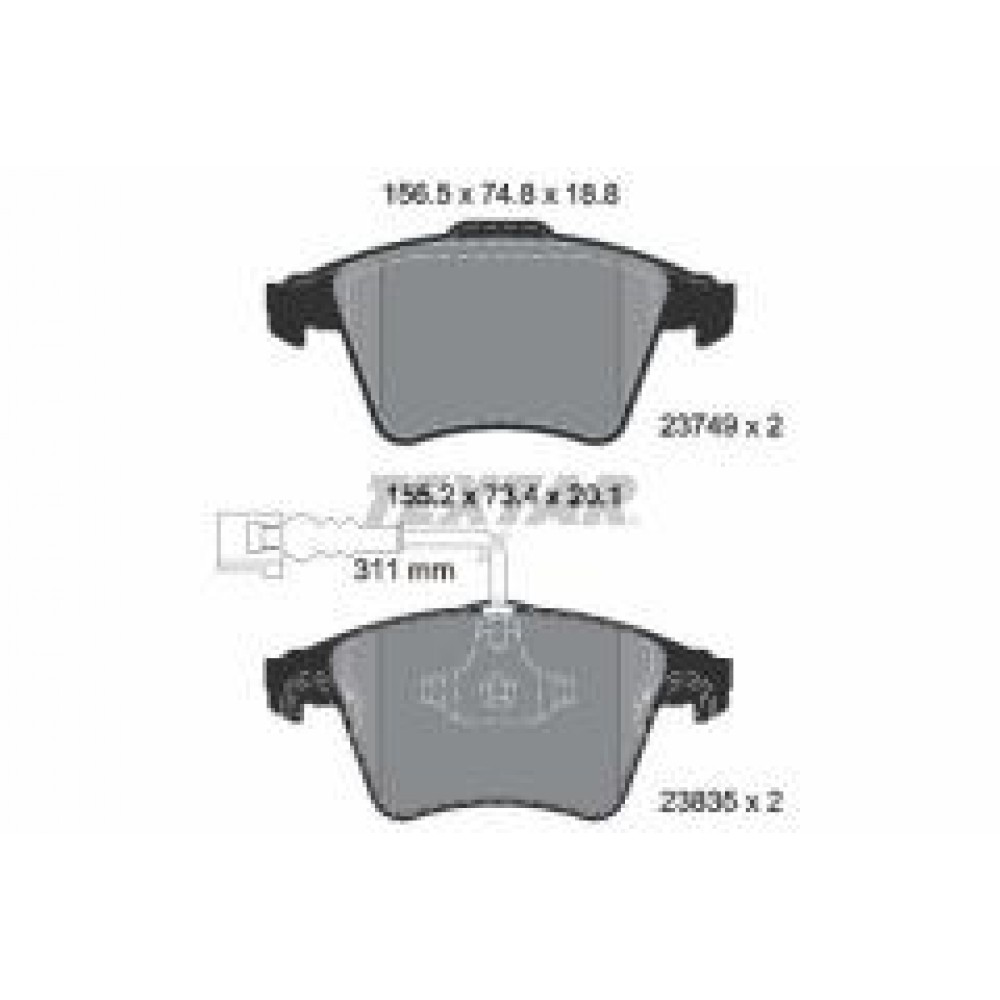 Колодки гальмівні (передні) VW Touareg 2.5TDI 03-10 (Teves) Q+ (з датчиком)