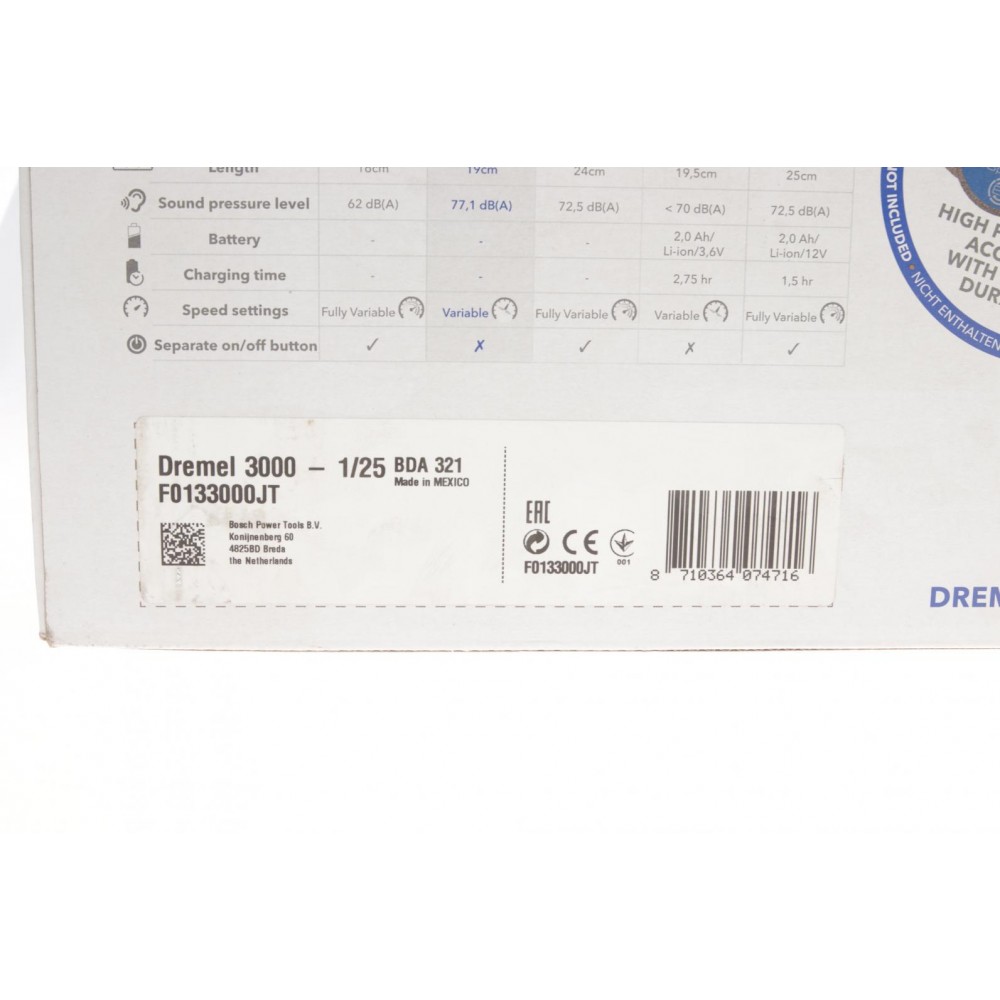 Гравер Dremel 3000 (130 Вт, 10000-30000 об/хв, 25 насадок в комплекті)