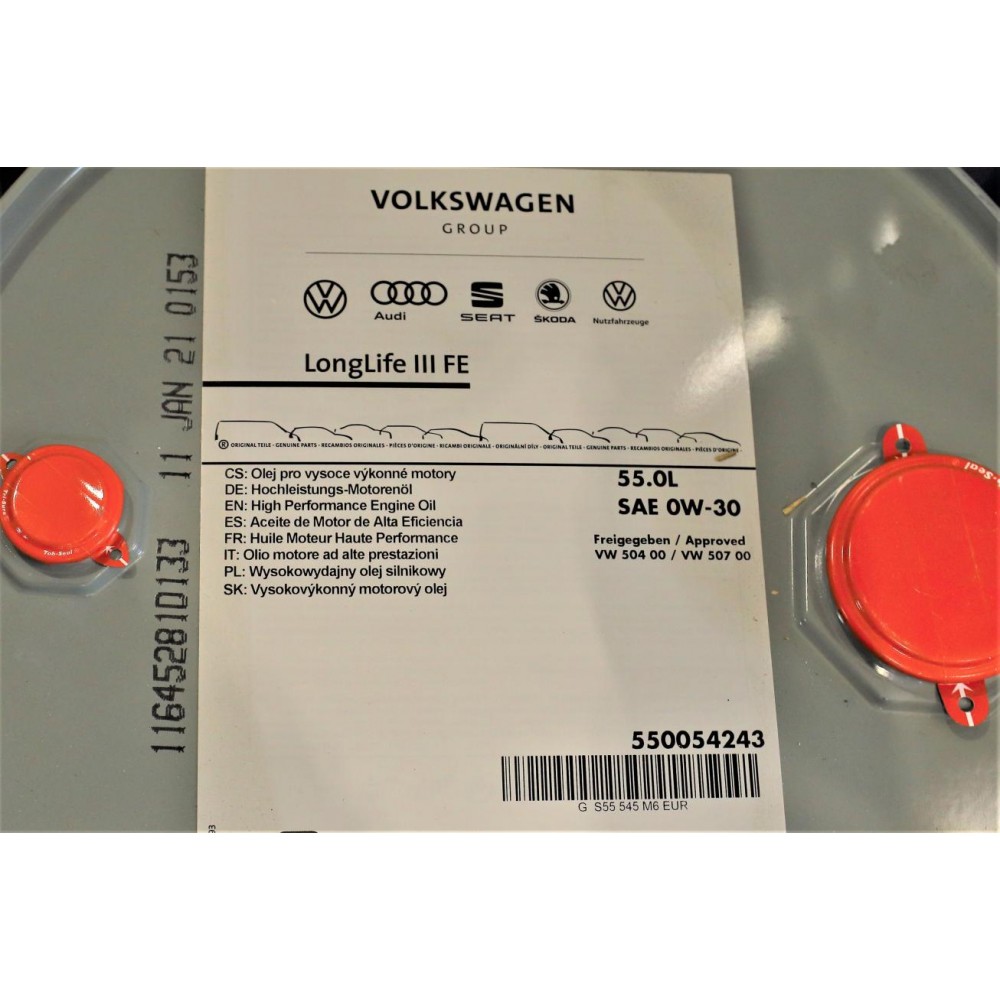 Олива 0W30 LongLife III FE (55L) (VW504.00/507.00)