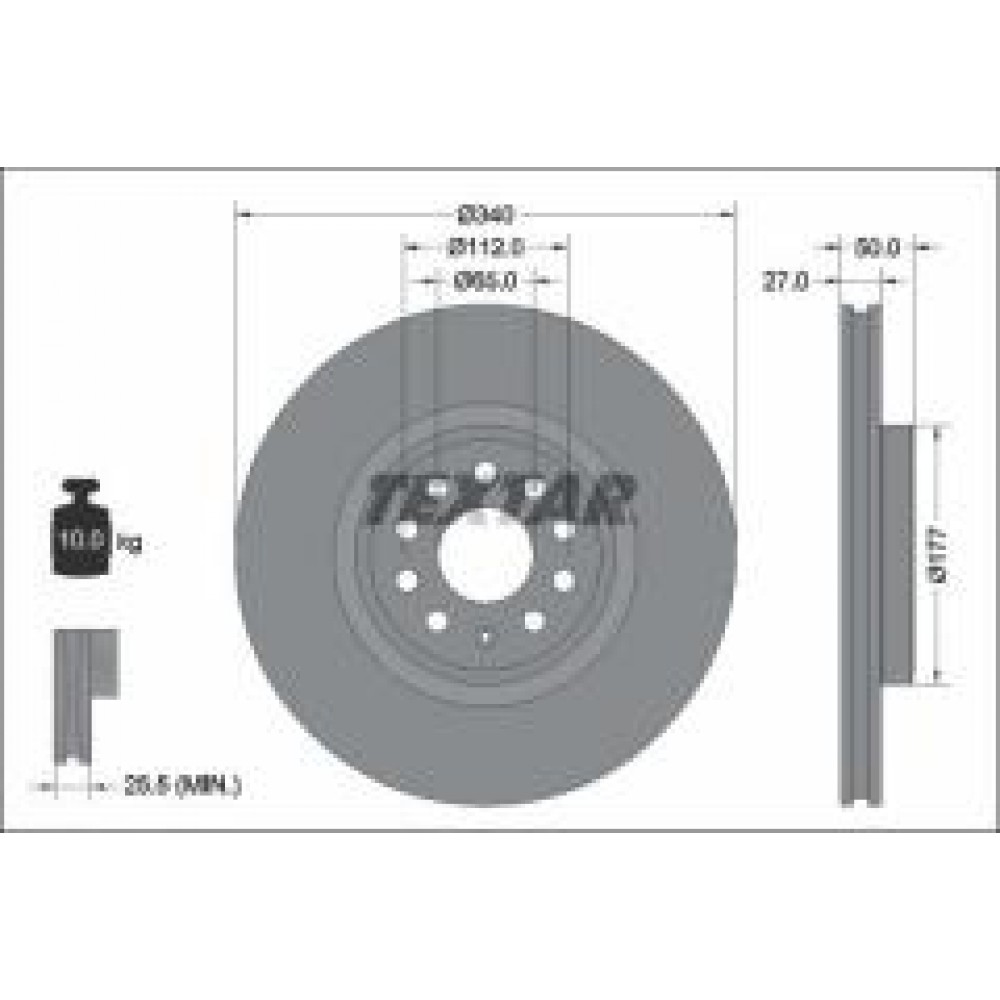 Диск гальмівний (передній) Audi Q4/Skoda Enyaq/VW ID.4/ID.5/ID.7 21- (340x27) PRO+