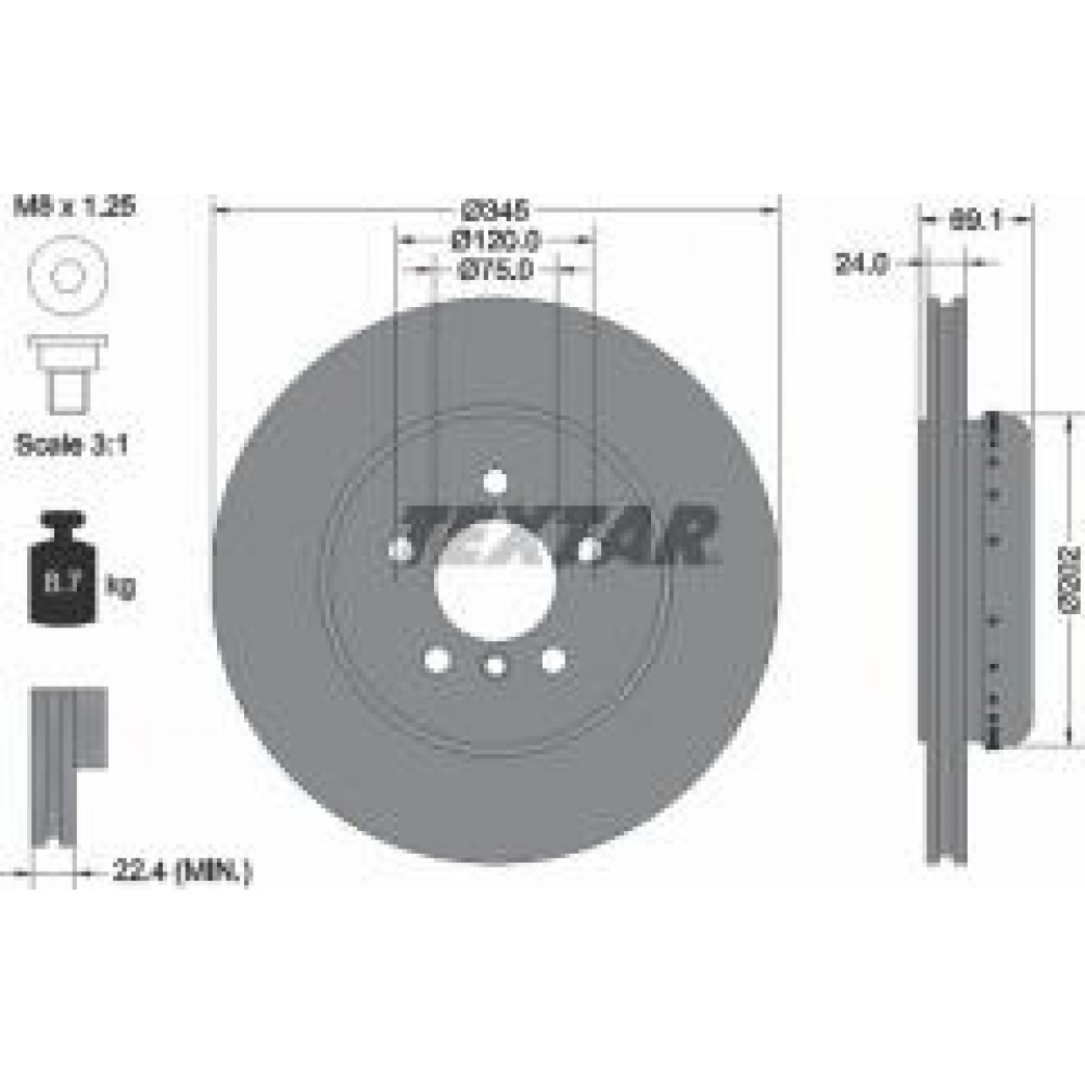 Диск гальмівний (задній) BMW 5 (F10/F11)/6 (F06/F13)/ 7 (F01-04) 09- (345x24) PRO+