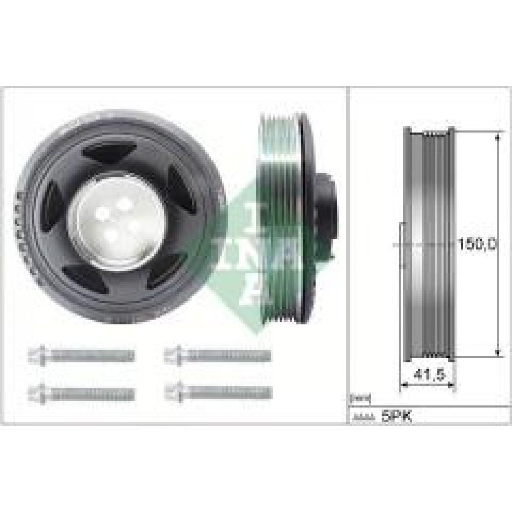 Шків колінвалу BMW 1 (F20/F21)/X1 (F48) 14- (150x41.5) (5PK) (з болтом), B37 D15 A