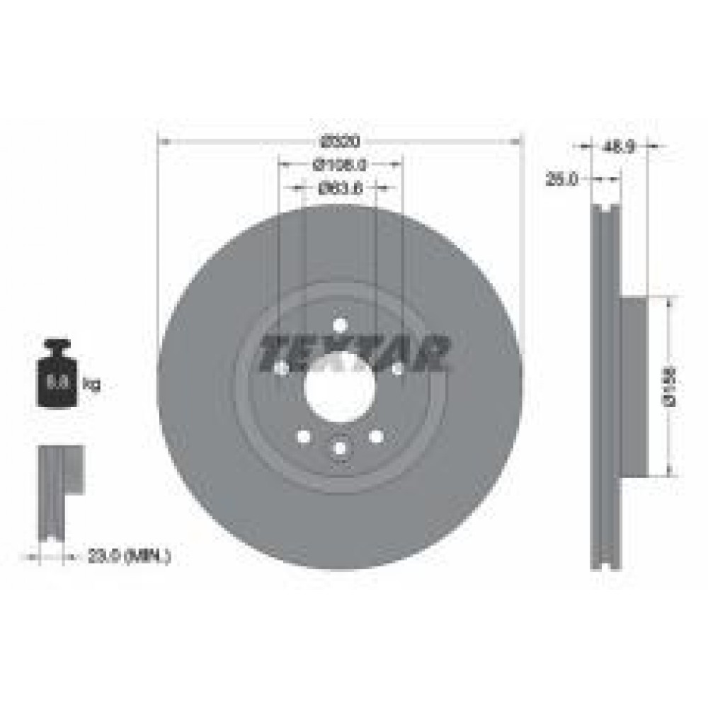 Диск гальмівний (передній) Ford Focus/ Kuga II 07-/Connect 13- (320x25) PRO+