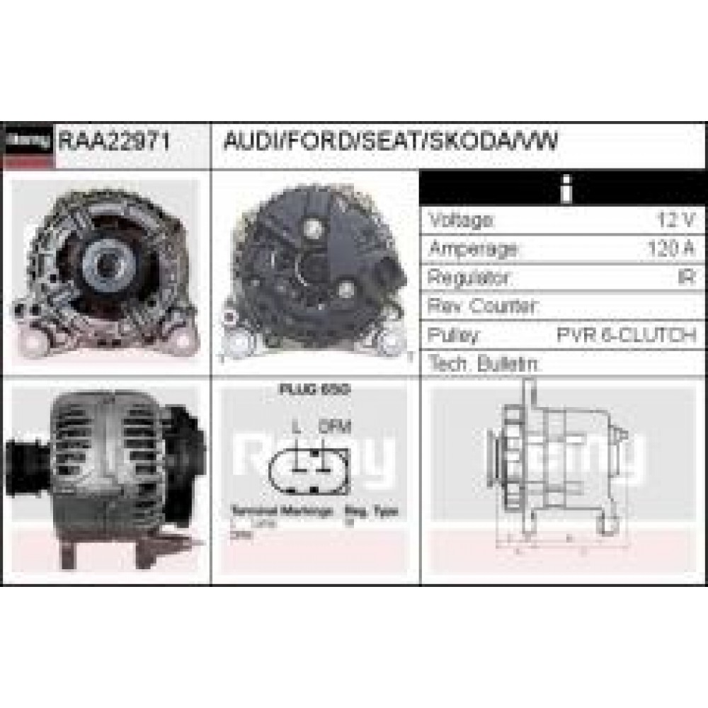 Генератор Audi A3/A4/Skoda Fabia/Octavia/Superb/VW Golf/Passat/T5 1.4-3.2 96-08 (12V/120A)