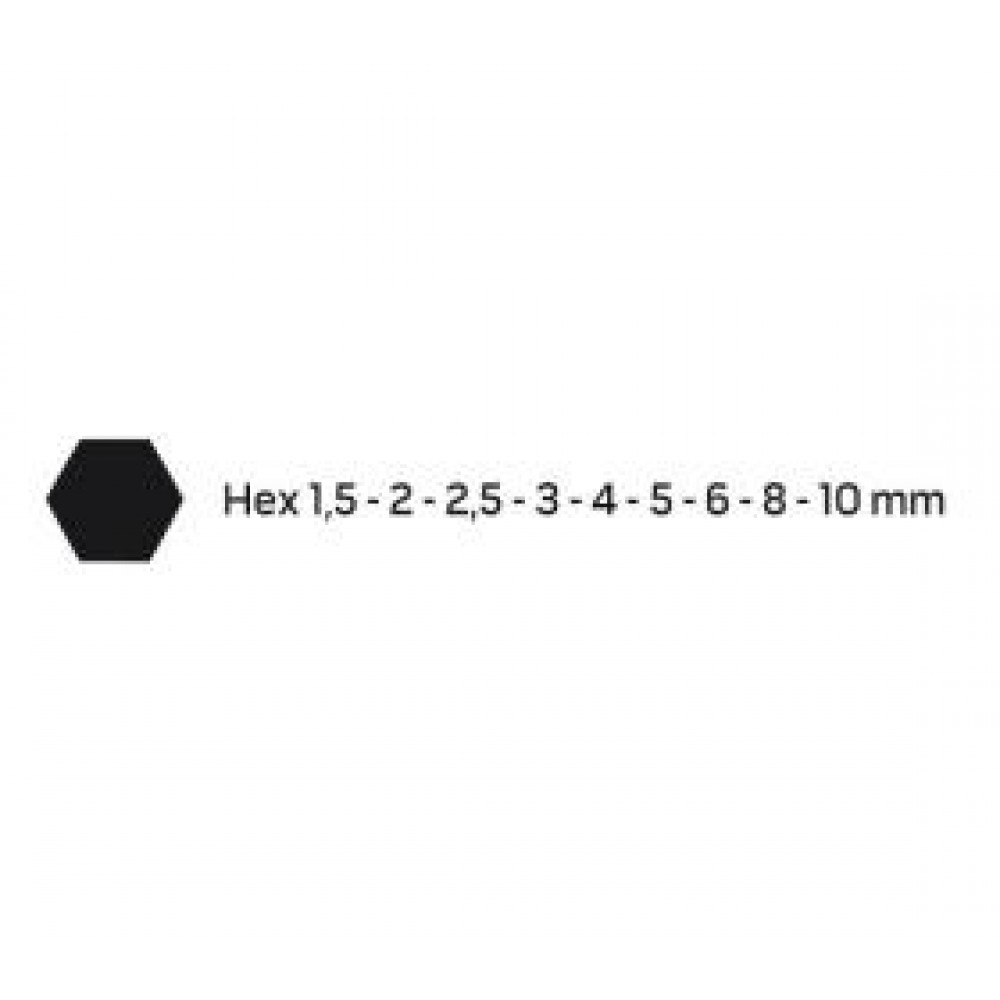Набір ключів Г-под. Hex з круглим кінцем 1,5-10 мм