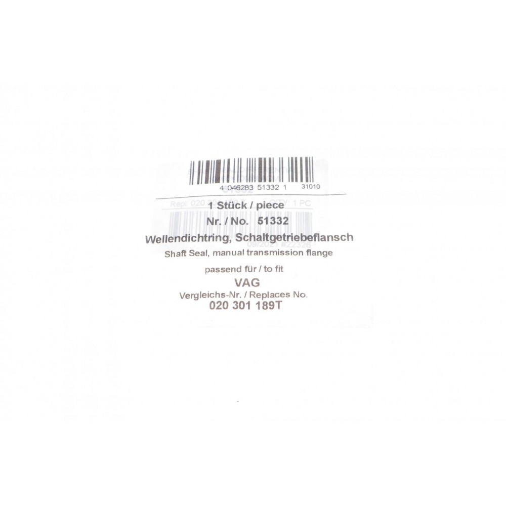 Сальник півосі VW Caddy II/Golf III/ IV/Passat 88-/ Bora/Seat Leon 1.4-2.0 16V 99-