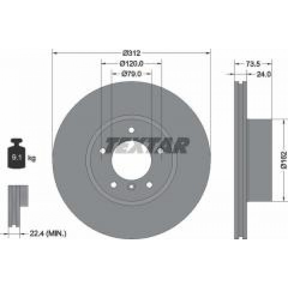 Диск гальмівний (передній) BMW 3 (E90/E91/E92) /X1 (E84) 11- (312x24) PRO+