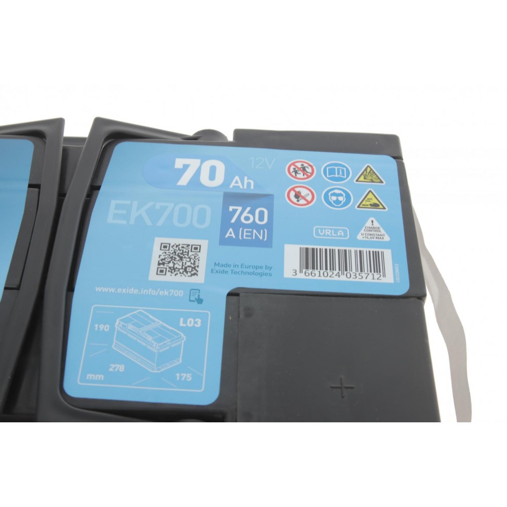 Акумуляторна батарея 70Ah/760A (278x175x190/+R/B13) (Start-Stop AGM)