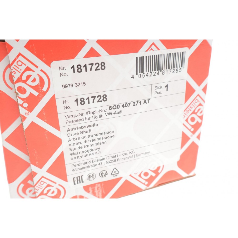 Піввісь (передня) (L) Skoda Fabia/Roomster/VW Polo 99-15 (36z/505mm)