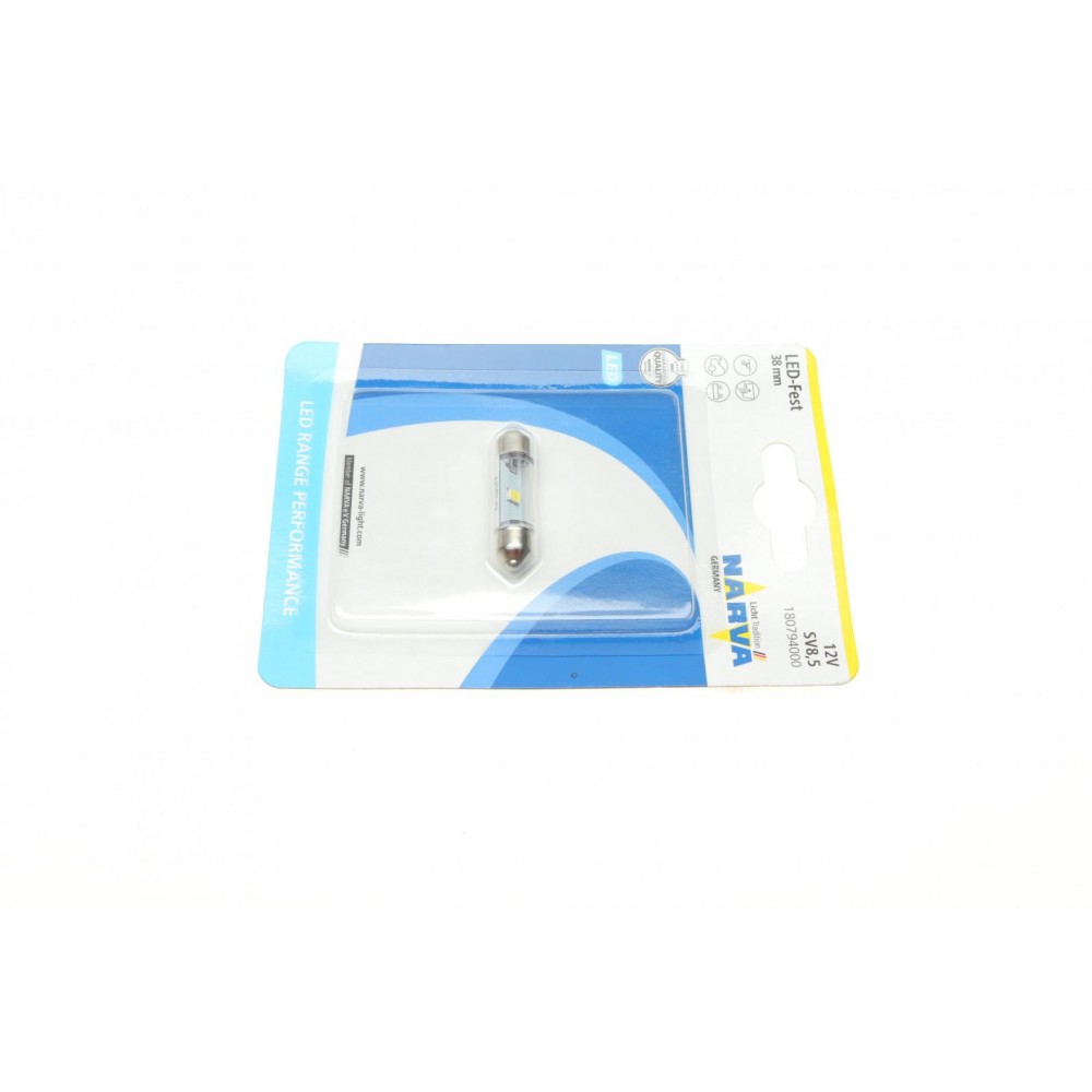 Автолампа 12V 0,6W SV8.5 (9.8x38mm) Festoon (LED) (блістер/1шт)