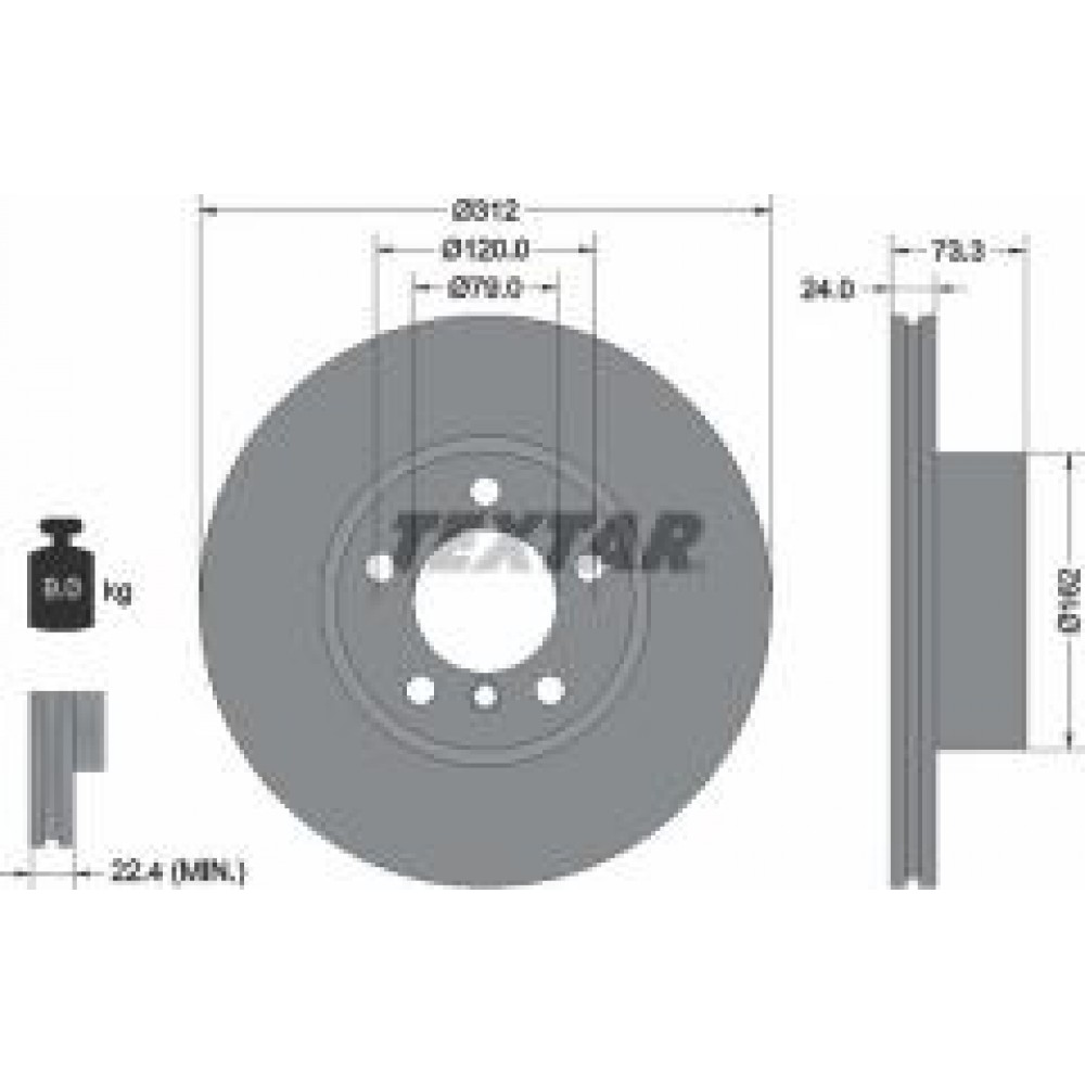 Диск гальмівний (передній) BMW 1(F20/F21) 11-/3 (E90/E91/E92) 07-11 (312x24) PRO+