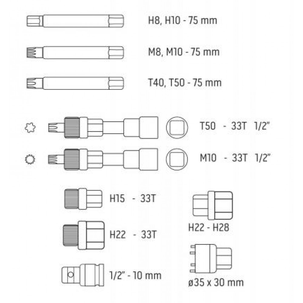 Набір знімачів шківа генератора (13шт)