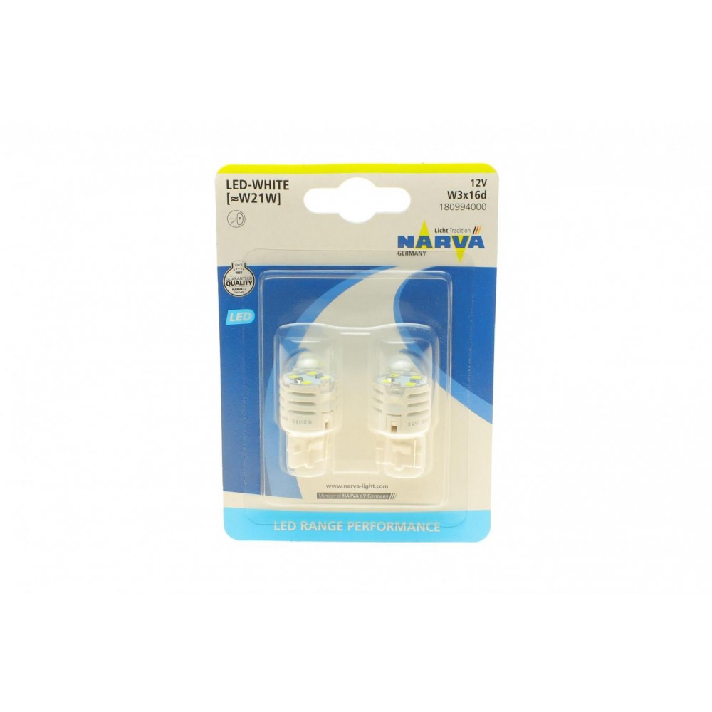 Автолампа W21W 12V 21W W3x16d (LED) (біла) (к-кт 2шт)  (знято з вир-ва)