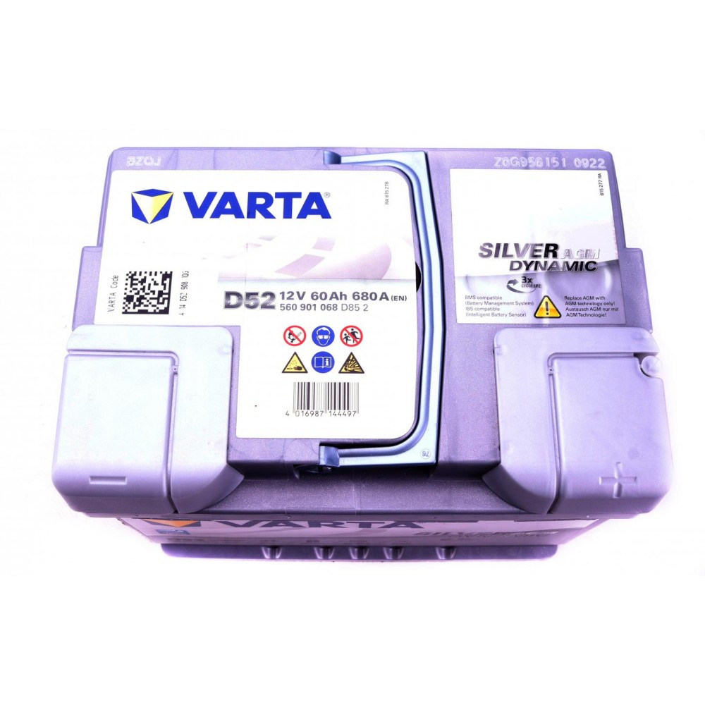Акумуляторна батарея 60Ah/680A (242x175x190/+R/B13) (Start-Stop AGM) (замінено на 560901068 J382)