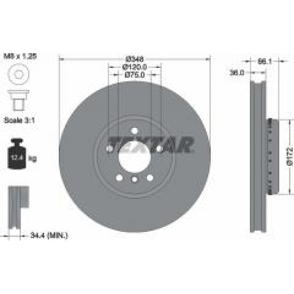 Диск гальмівний (передній) BMW 5 (F10/F11)/6 (F12/F13)/7 (F01-F04) 09- (348x36) (R) PRO+