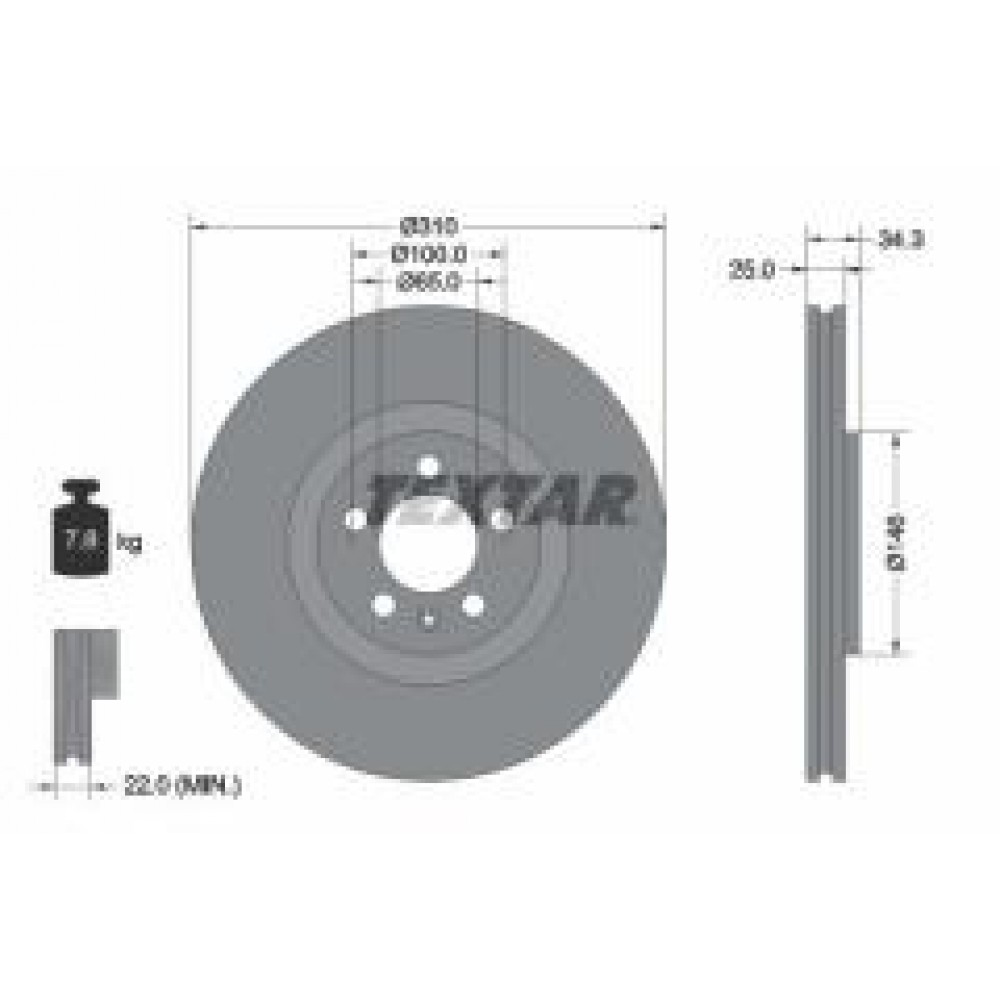 Диск гальмівний (передній) Audi A1 10-18/VW Polo 14-/Seat Ibiza 15-17 (310x25) PRO+