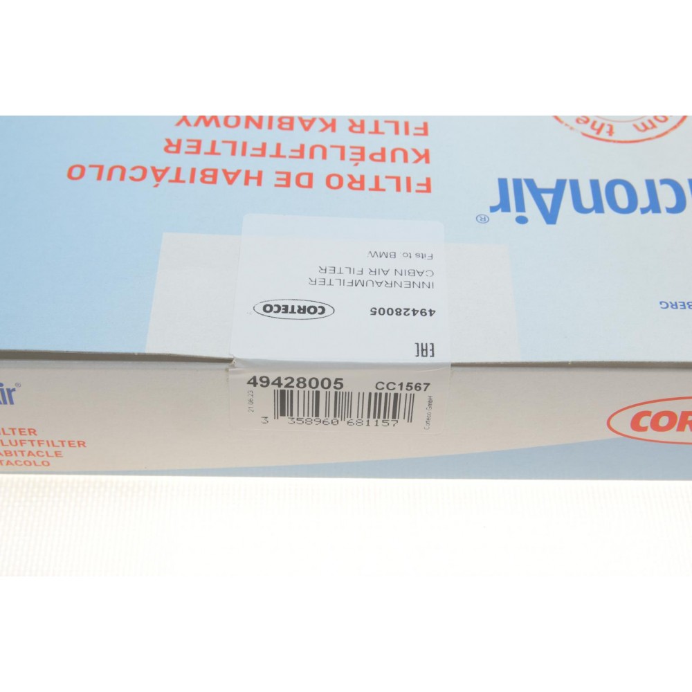 Фільтр салону BMW 3 (G20/G20)/X3 (G01/F97)/X4 (G02/F98) 17- (вугільний)