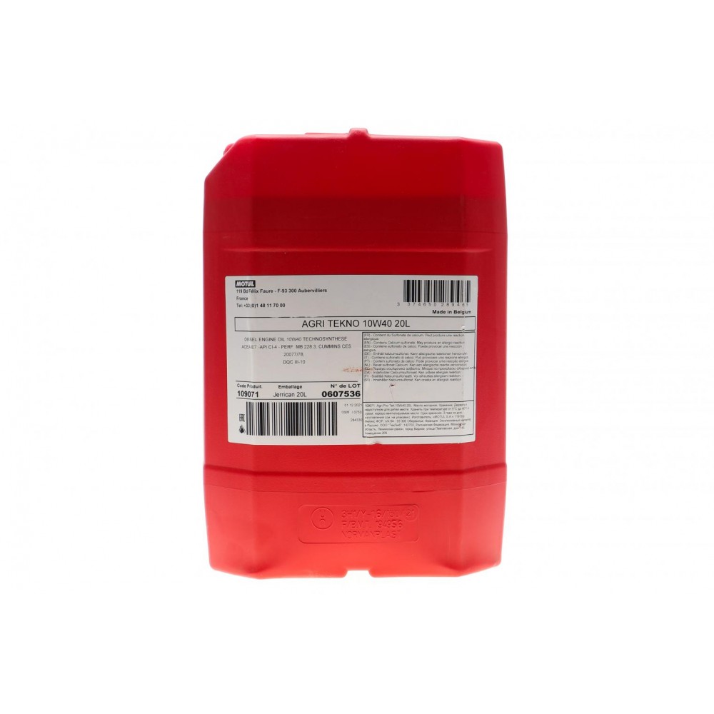 Олива 10W40 Agri Tekno (20L) (MB 228.3/CUMMINS: CES 20077/CUMMINS: CES 20078/DQC-III-10/MAN 327