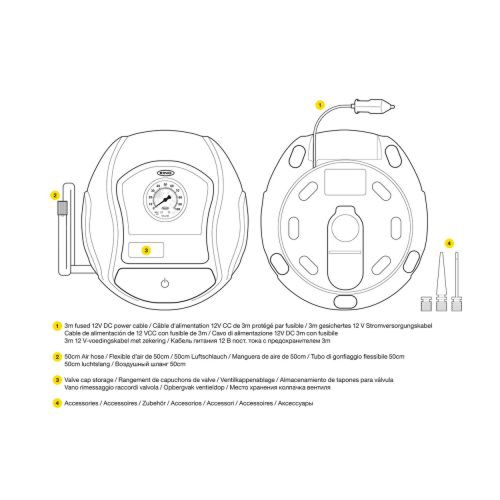 Компресор автомобільний 12V/120W/5.5 BAR (аналоговий манометр PSI/бар)